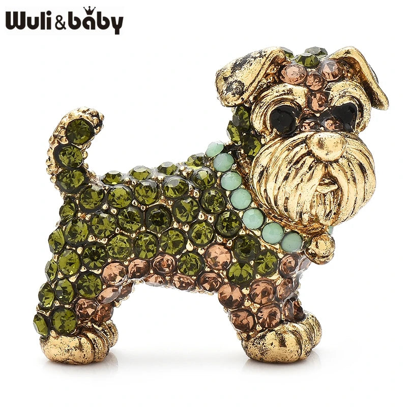 PENDRA Schnauzer Rhinestone Dog Brooch
