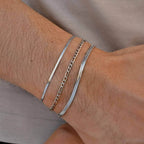 3pcs/set Minimalist Chain Bracelet for Men Boys,Stainless Steel Silver Color Chain Adjustable Wristband,Simple Jewelry Set Gift