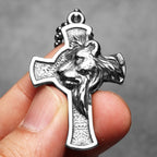 Lion King Cross Men Necklaces Stainless Steel Simple Pendant Chain Women Fashion Jewelry Punk New In Accessories Gifts Wholesale