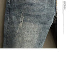 Men's Cropped Jeans Slim Fit Korean Trendy 2026 Spring Summer Blue Youth Trendy High-end Motorcycle Pants Men Man Trousers