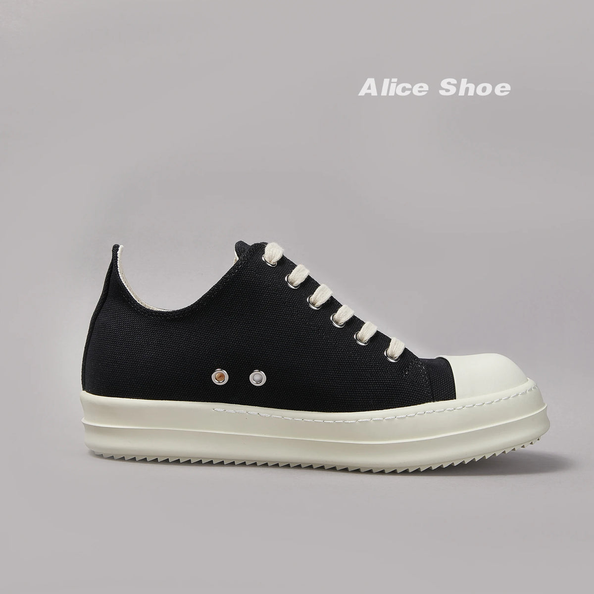 PENDRA Streetforge Black Canvas Low-Top Lace-Up Platform Sneakers