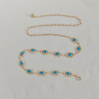 PENDRA Velara Metal Blue Gemstone Luxury Waist Chain Belt