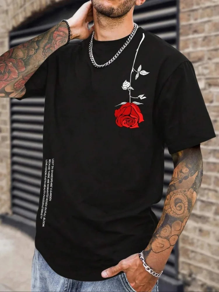 PENDRA Rose Alphabet Print T-Shirt