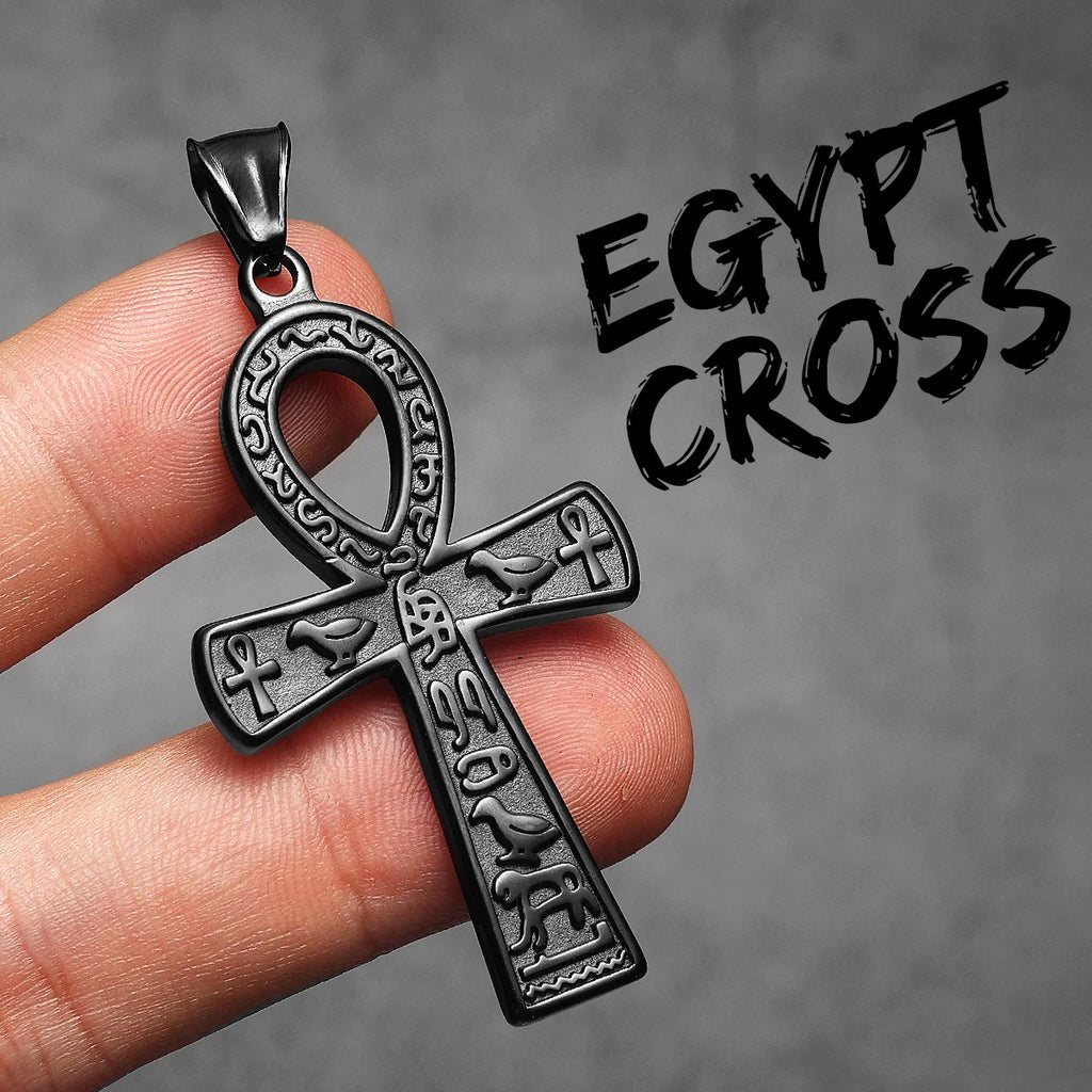 PENDRA Egypt Cross Steel Necklace