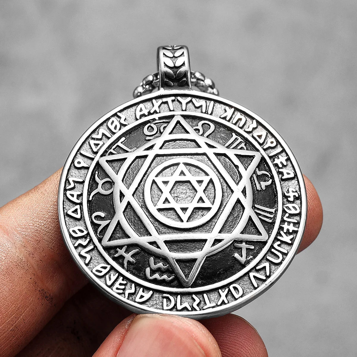 PENDRA Judaism Star David Steel Necklace
