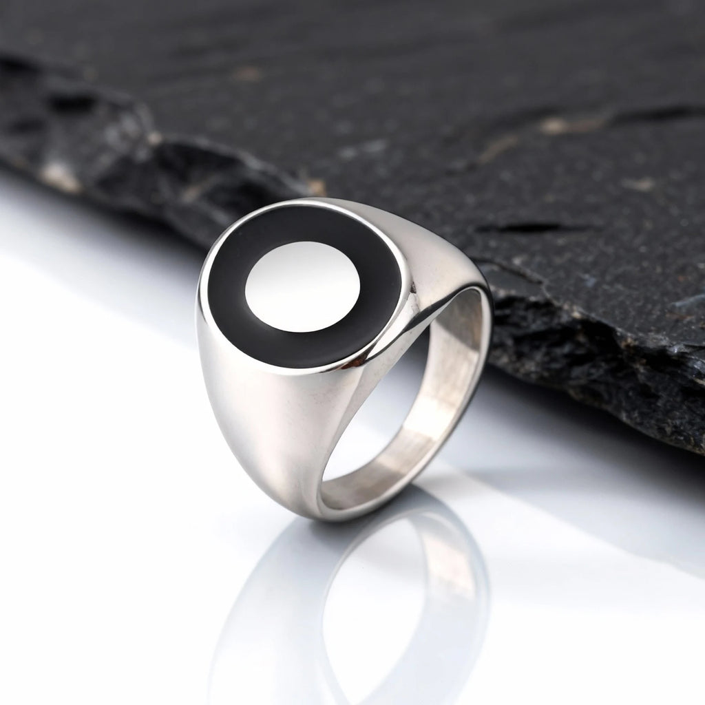 New Stainless Steel Ring for Men Boys,Waterproof Silver Color Stainless Steel Signet Ring,Statement Chunky Ring Thumb Ring