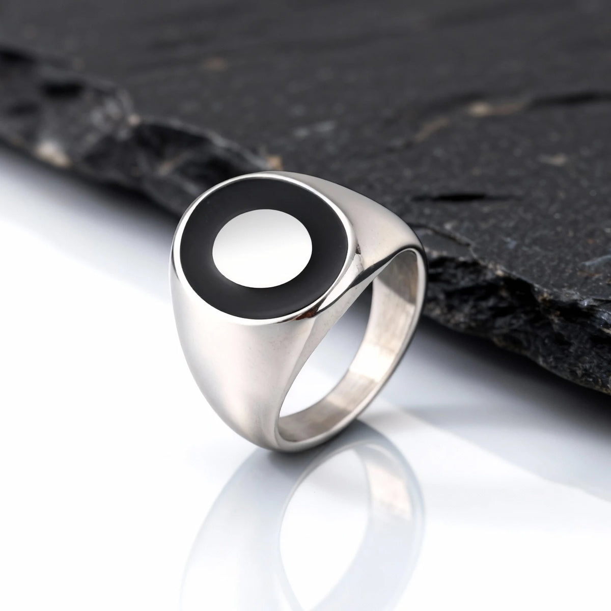 New Stainless Steel Ring for Men Boys,Waterproof Silver Color Stainless Steel Signet Ring,Statement Chunky Ring Thumb Ring