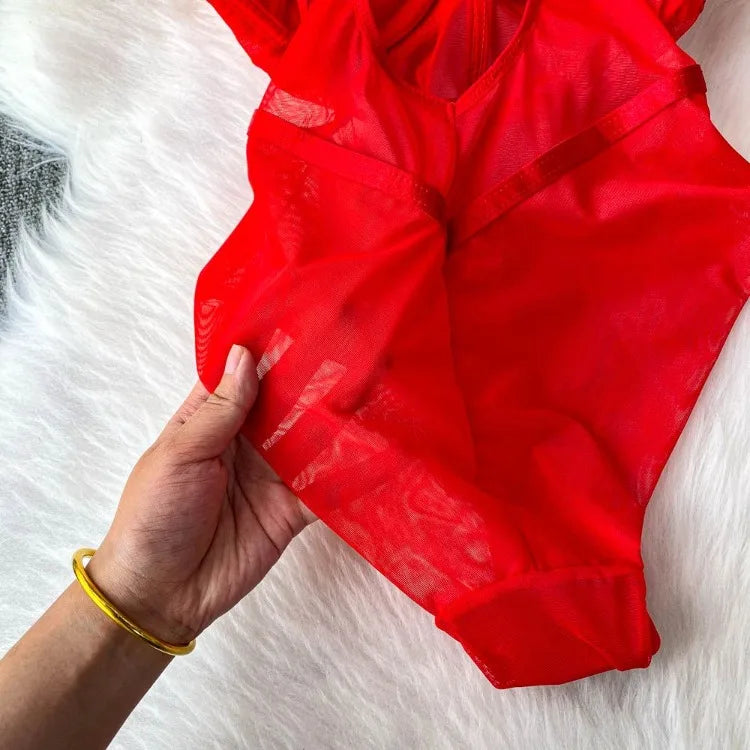 Sexy spicy girl with chest cushion jumpsuit women's summer new see through mesh slimming sexy niche design camisole vest