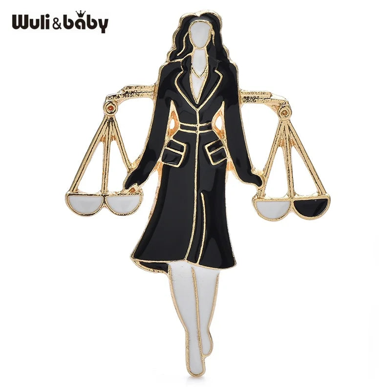 PENDRA Enamel Libra Lady Brooch