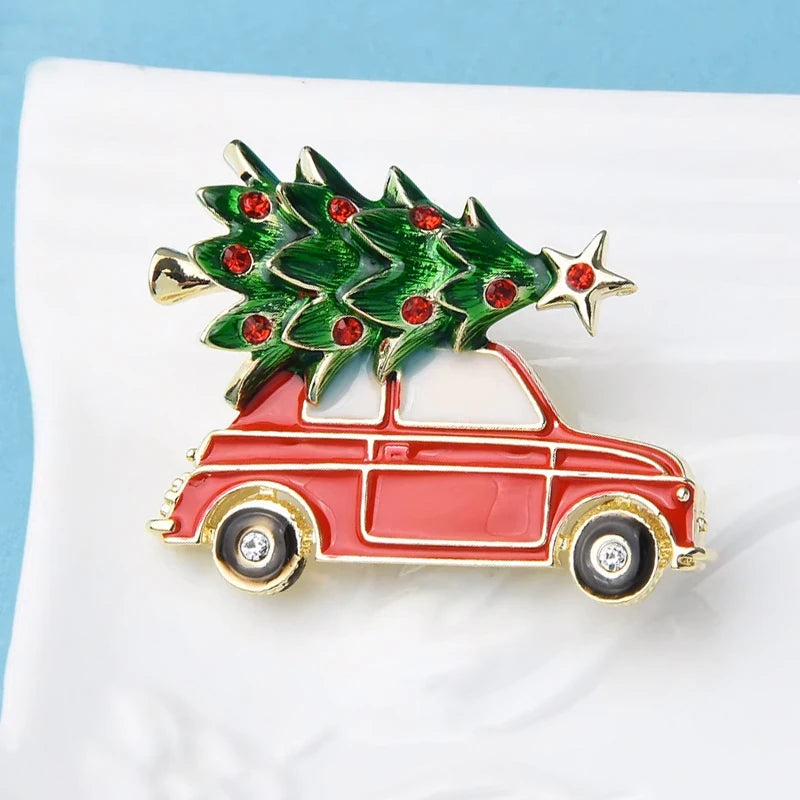 PENDRA Carabelle Enamel Christmas Car Brooch