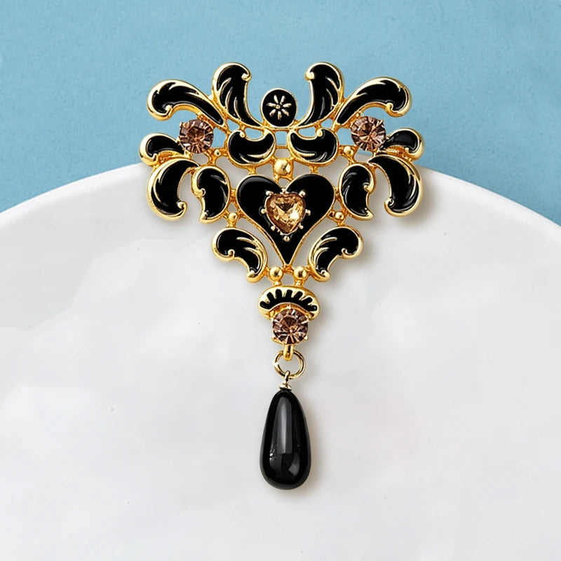 PENDRA Noirbloom Large Black Pendant Flower Brooch