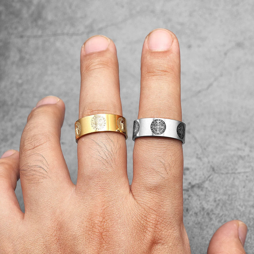 PENDRA Saint Benedict Exorcism Steel Ring