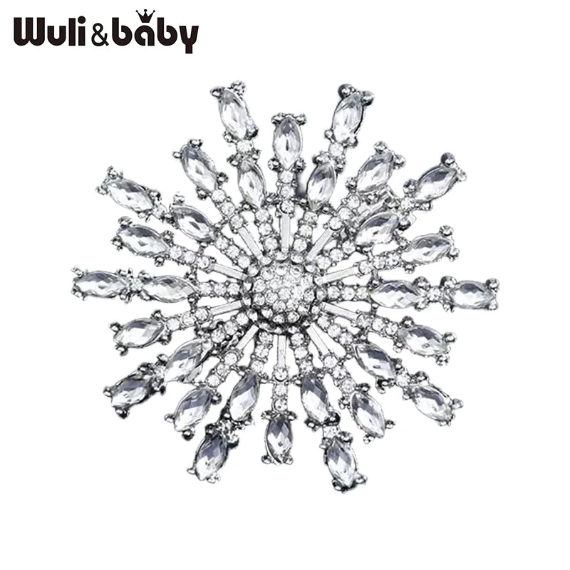 PENDRA Solara Rhinestone Round Sun Brooch