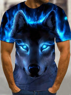 PENDRA Different Pupil Wolf Print Urban Short-Sleeve Tee T-Shirt