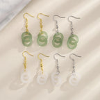 VENTFILLE 925 Silver Gold Color Hetian Jade Earrings for Women Girls Festival Gift Green Round Jewelry Dropshipping Wholesale