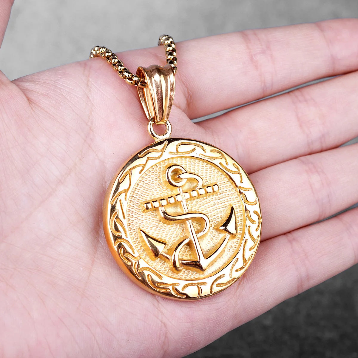 PENDRA Anchor Medals Boyfriend Steel Necklace