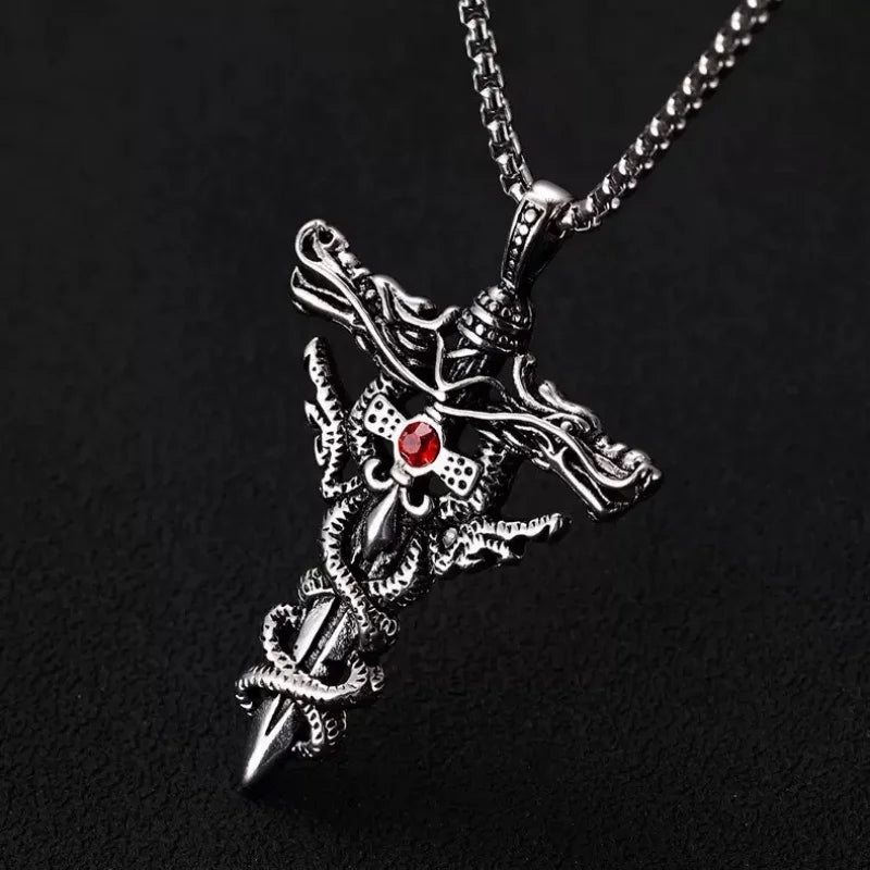 PENDRA Alpha Cross Titanium Steel Necklace