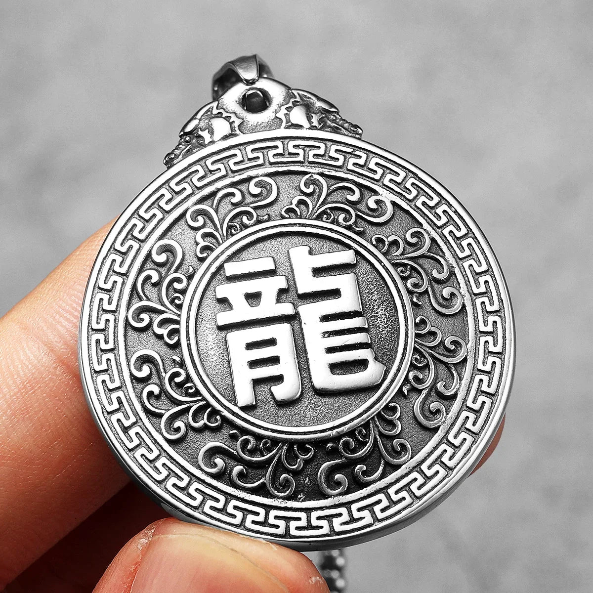PENDRA Chinese Dragon Things Steel Necklace