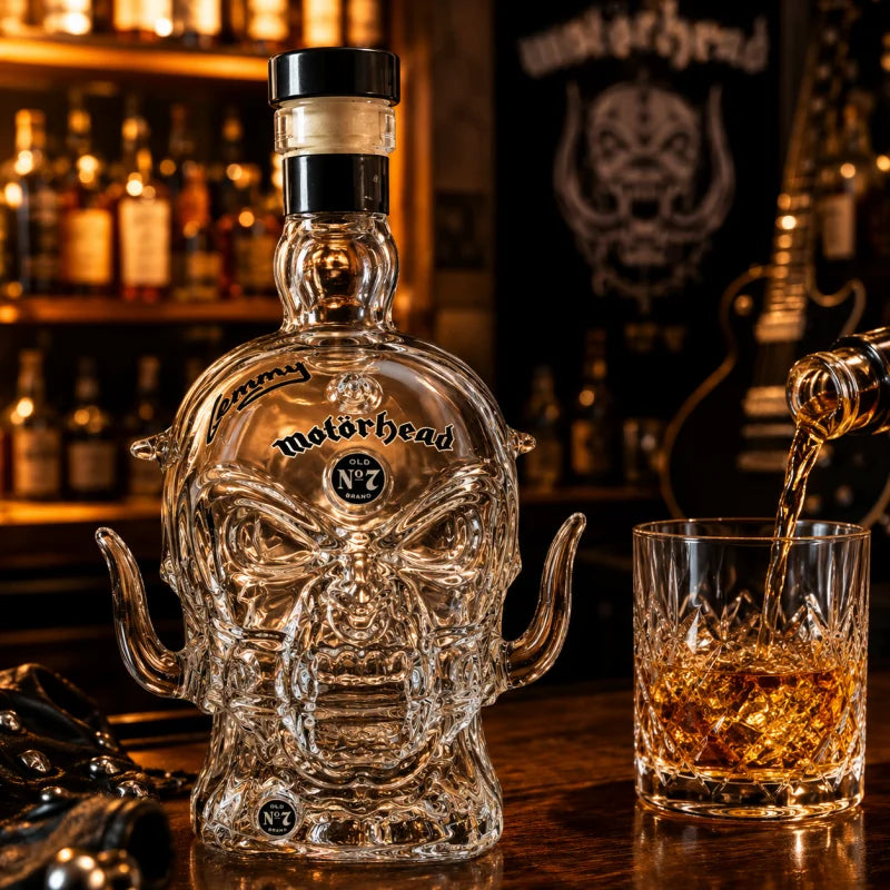 Motörhead Band Skull Glass Decanter Sticker Surface Whiskey Bottle Rock Style Bar Home Decor Collectible Gift