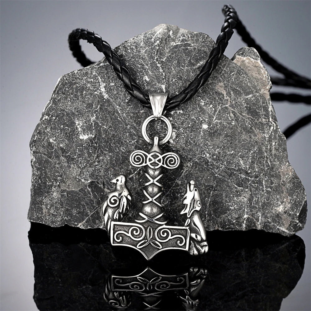 PENDRA Wolf Rune Hammer Necklace