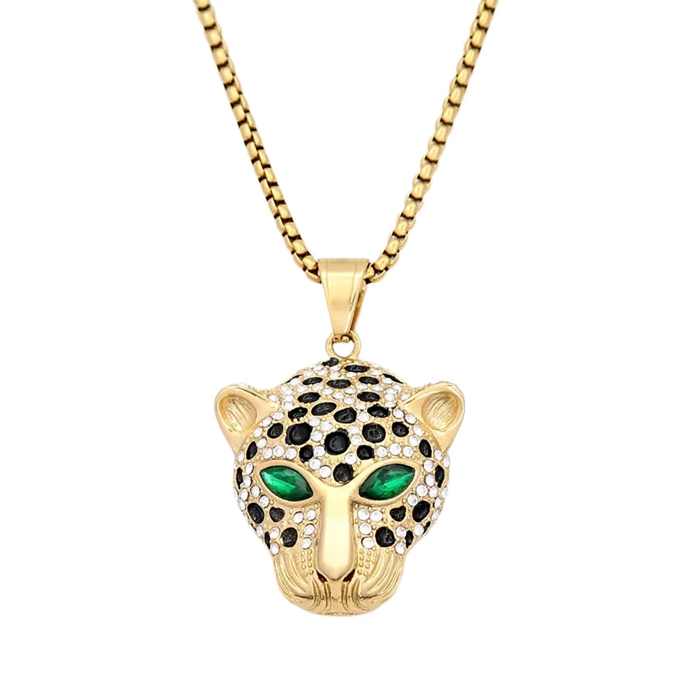 PENDRA Leopardcrest Stainless Steel Leopard Head Pendant