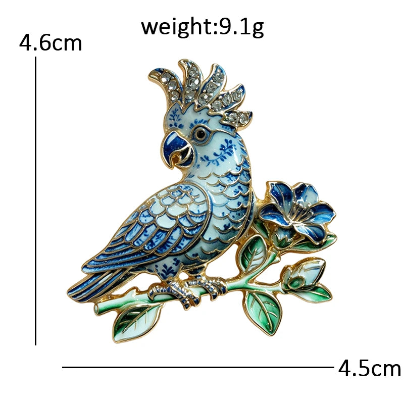 Wuli&baby Beautiful Parrot Bird Brooches For Women Unisex 4-color Rhinestone Animal Party Office Brooch Pin Gifts
