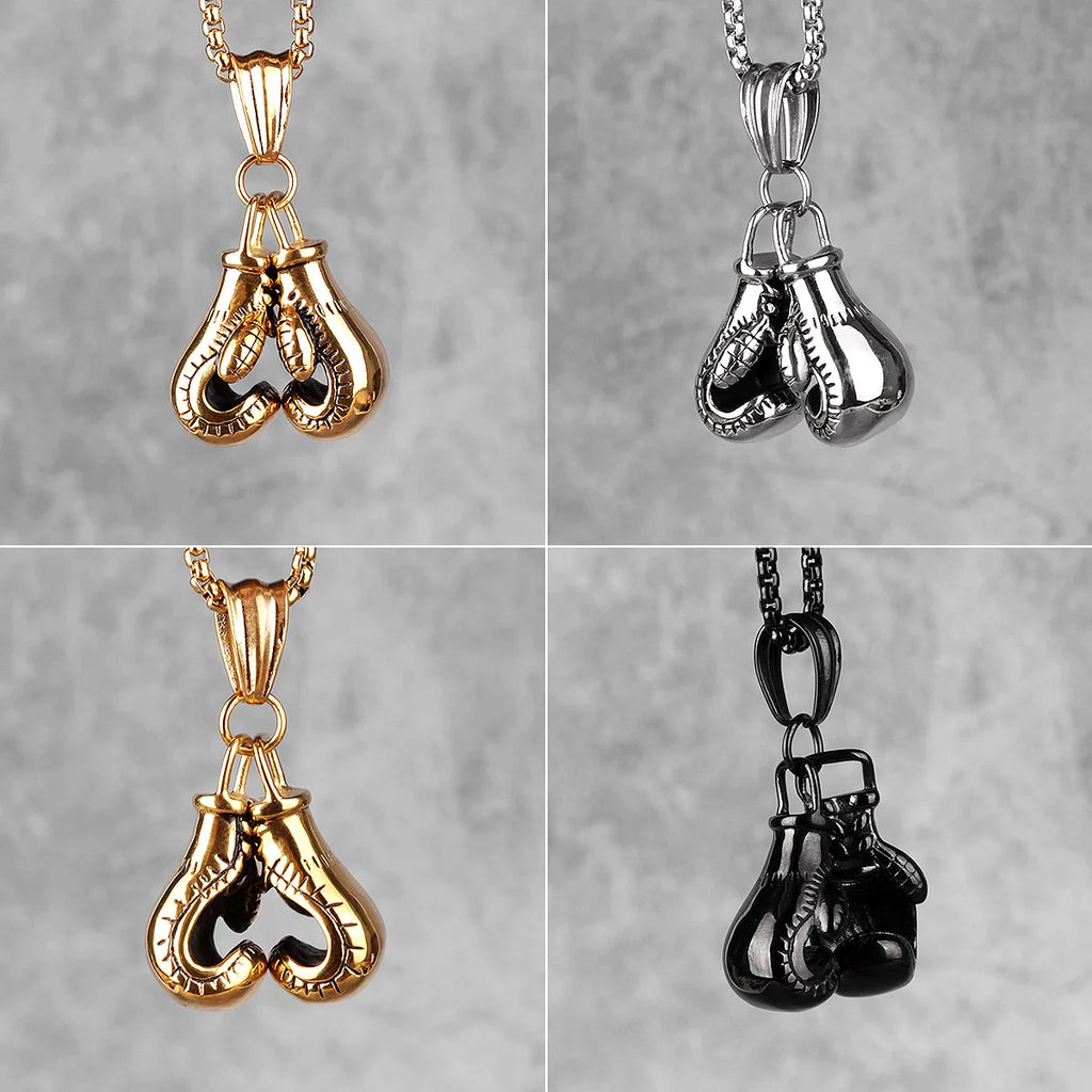 PENDRA Boxing Gloves Gym Steel Necklace