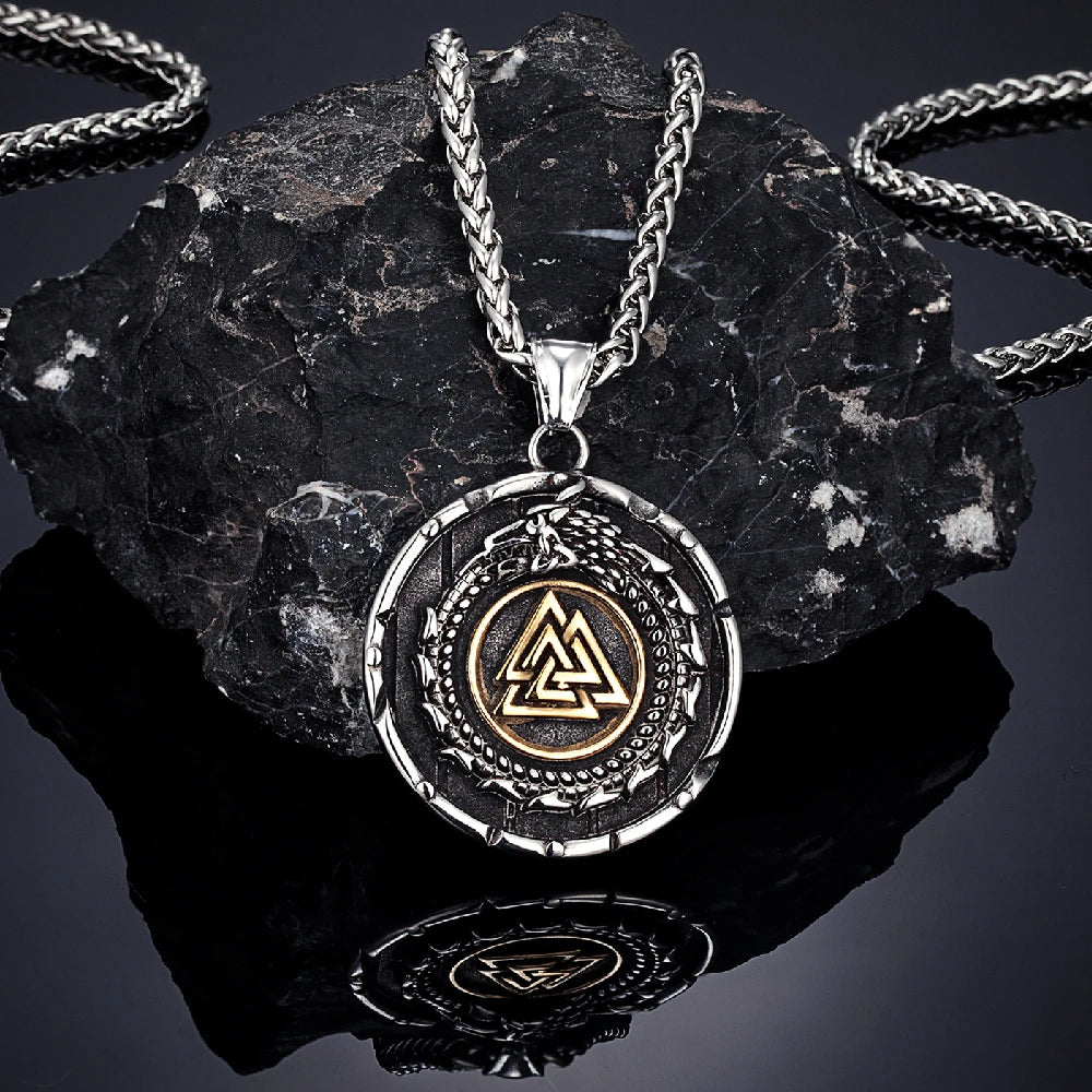 PENDRA Dragon Rune Steel Necklace