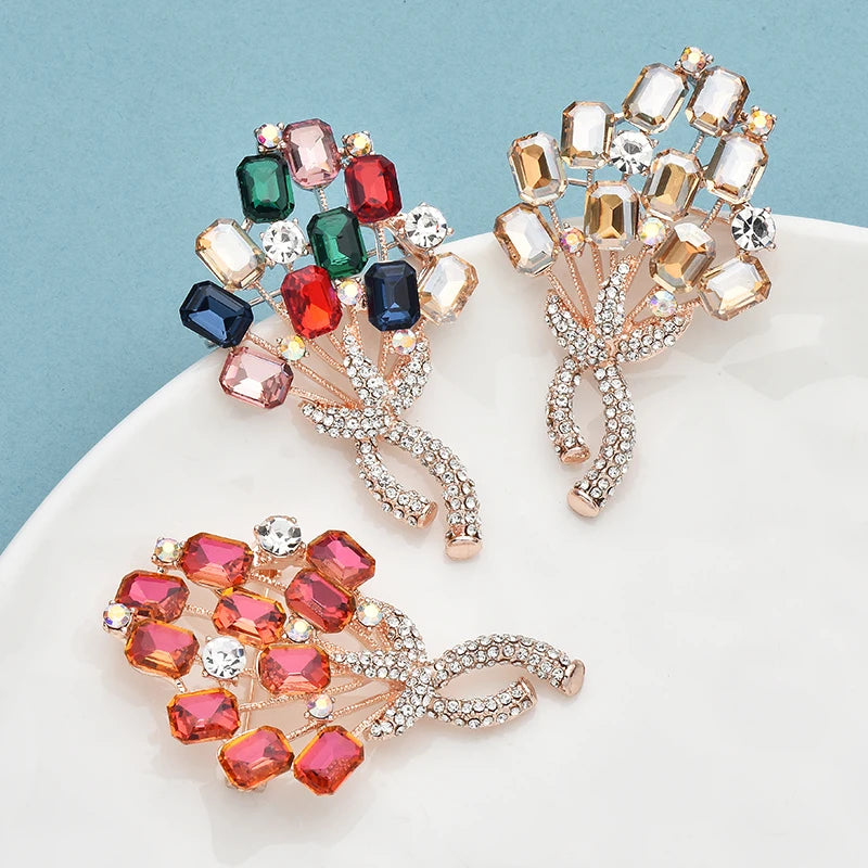 PENDRA Bouquetelle Crystal Flower Bouquet Brooch