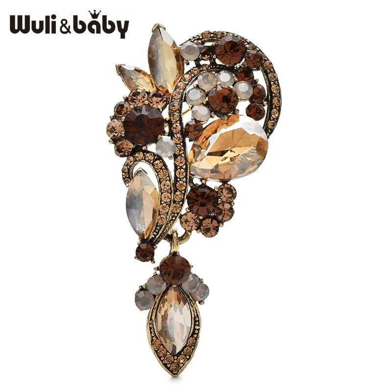 PENDRA Regent Crystal Waterdrop Flower Brooch