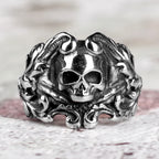 PENDRA Domineering Petal Skull Steel Ring
