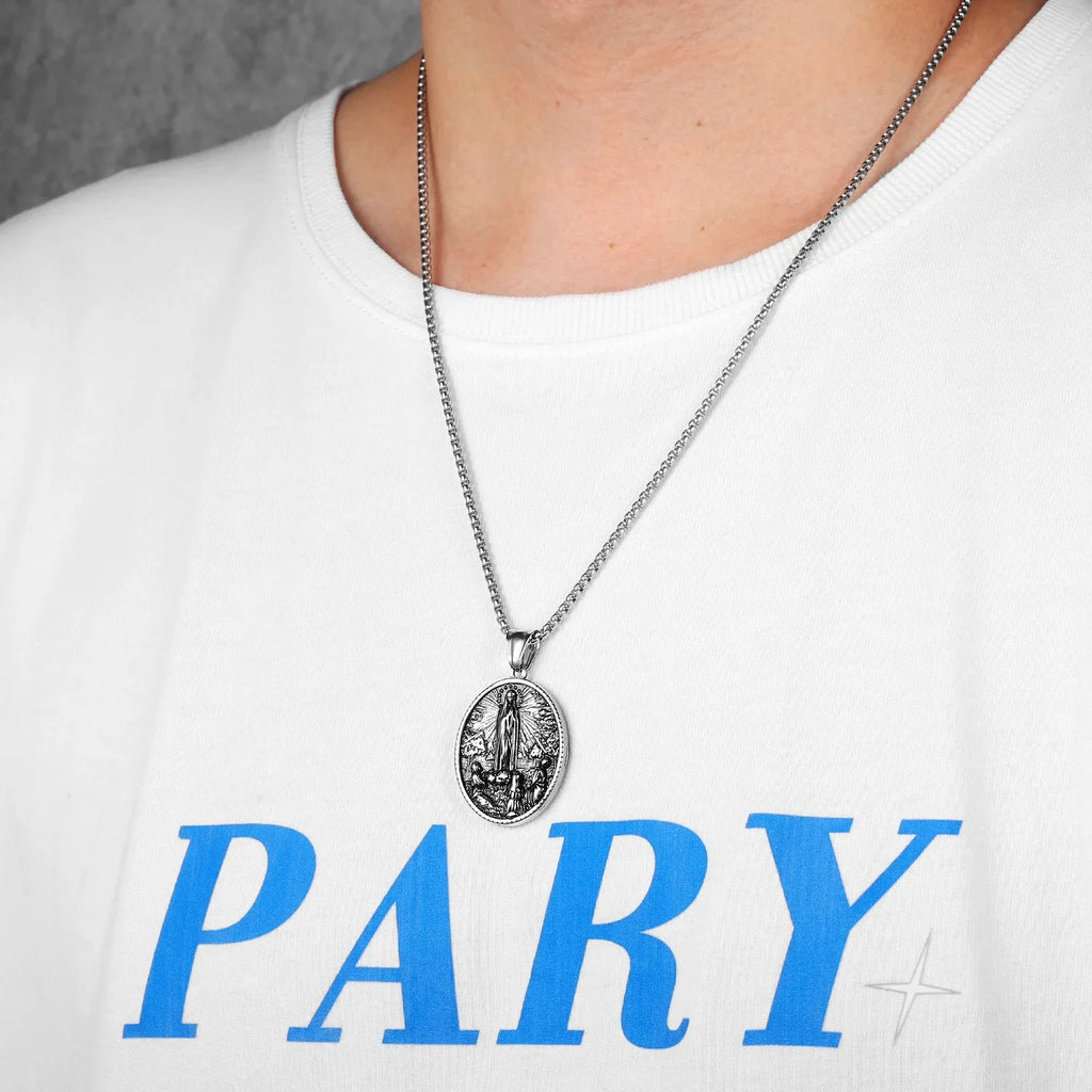 Virgin Mary Stainless Steel Men Necklaces Pendants Chains Women Jewelry New Cool Powerful Amulet Accessories Gifts Wholesale