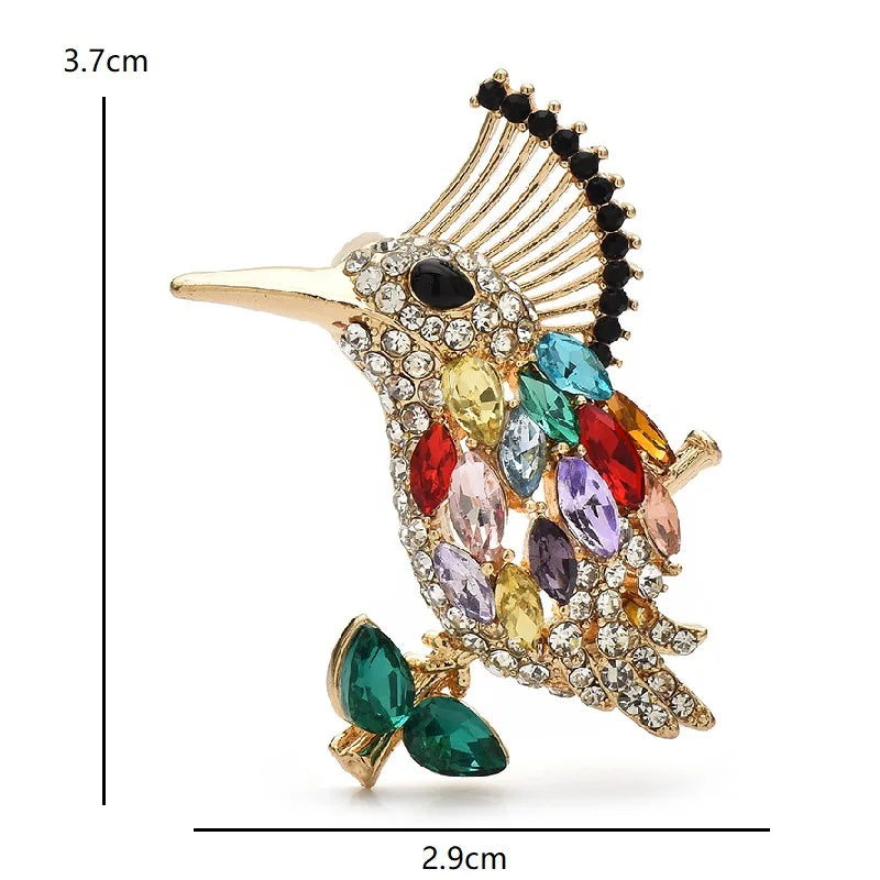 Wuli&baby Cute Bird Brooches For Women Men Multi-color Rhinestone Animal Party Casual Brooch Pins Badge Gifts
