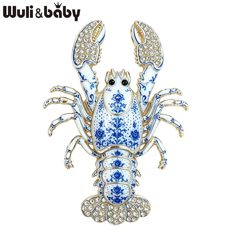 PENDRA Coastal Lobster Rhinestone Metal Brooch