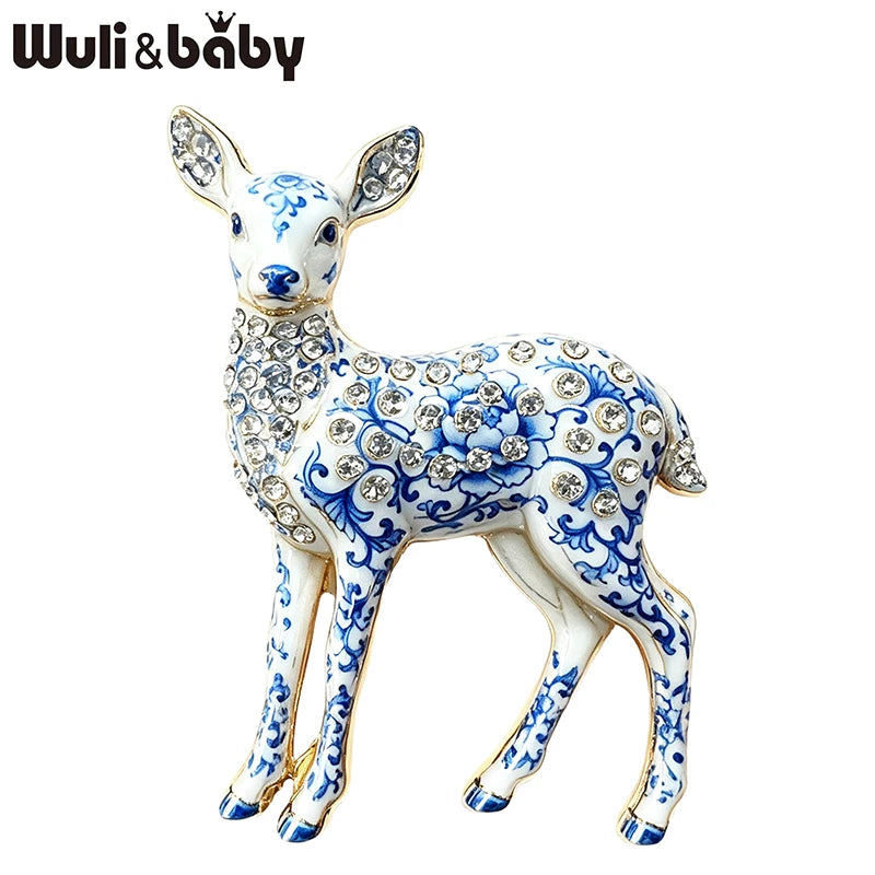PENDRA Fawn Rhinestone Deer Brooch