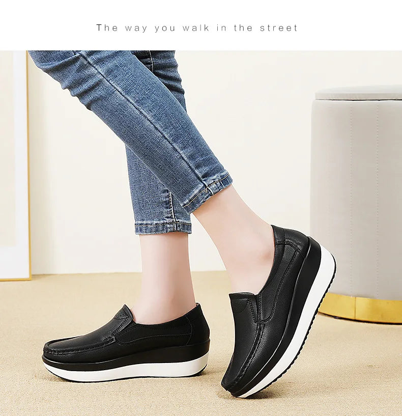 PENDRA Leather Sports Platform Shoes
