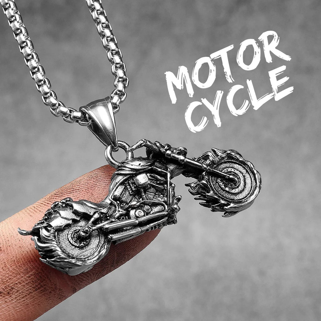 PENDRA Motorcycle Rider Route66 Steel Necklace