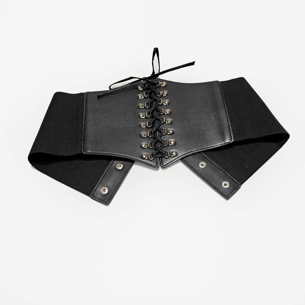PENDRA Aureellea Black Rivet Studded Gothic Corset Belt