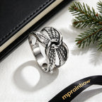 Punk Gothic Men Wings Ring,Stainless Steel Feather Band Statement Ring Signet Ring,Vintage Streetwear Trendy Jewelry Gift