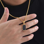 PENDRA Square Enamel Rectangle Pendant Necklace