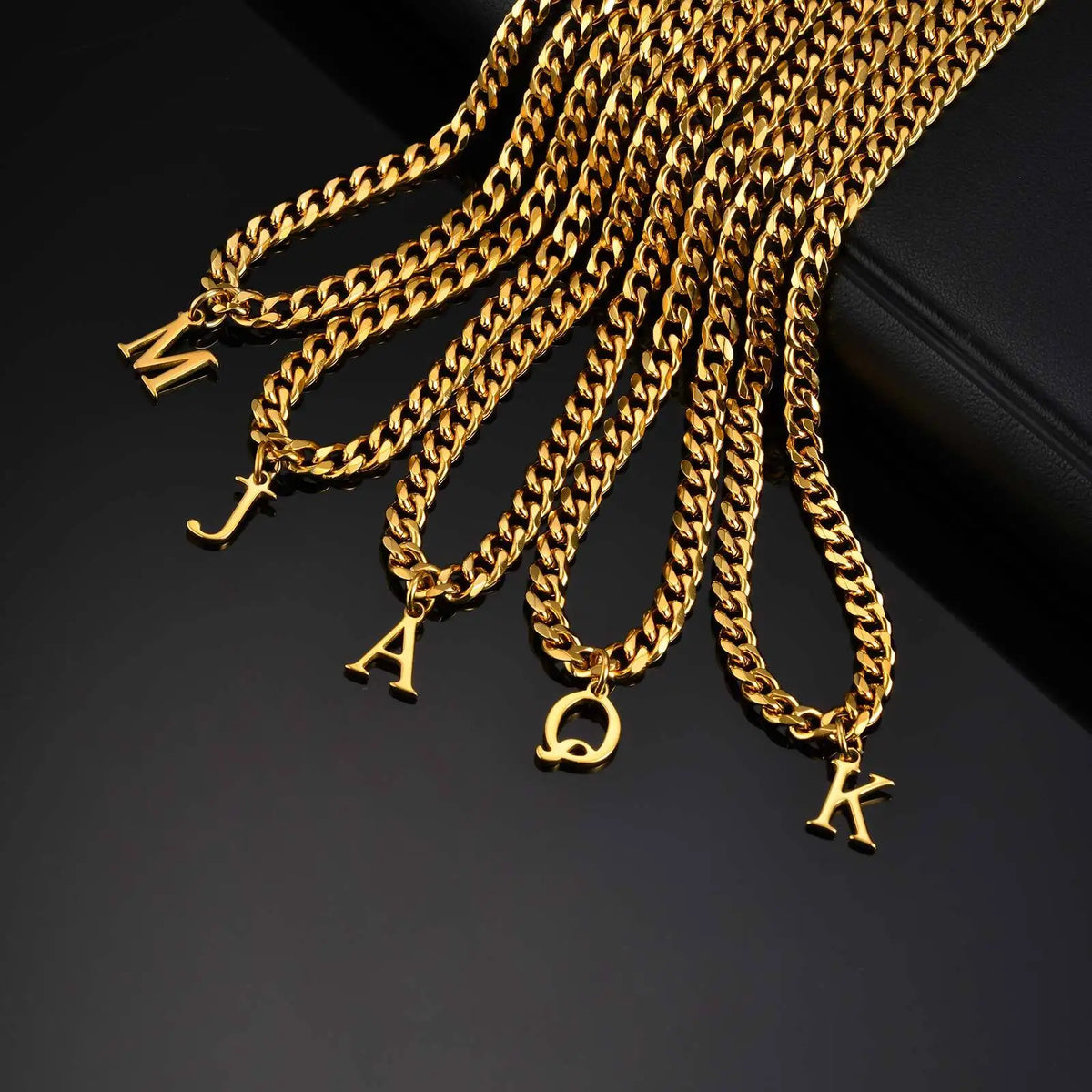 18K Gold Color Initial Necklace for Men Women,A-Z 26 Alphabet Letters Stainless Steel Chain Collars,Name Jewelry Gift
