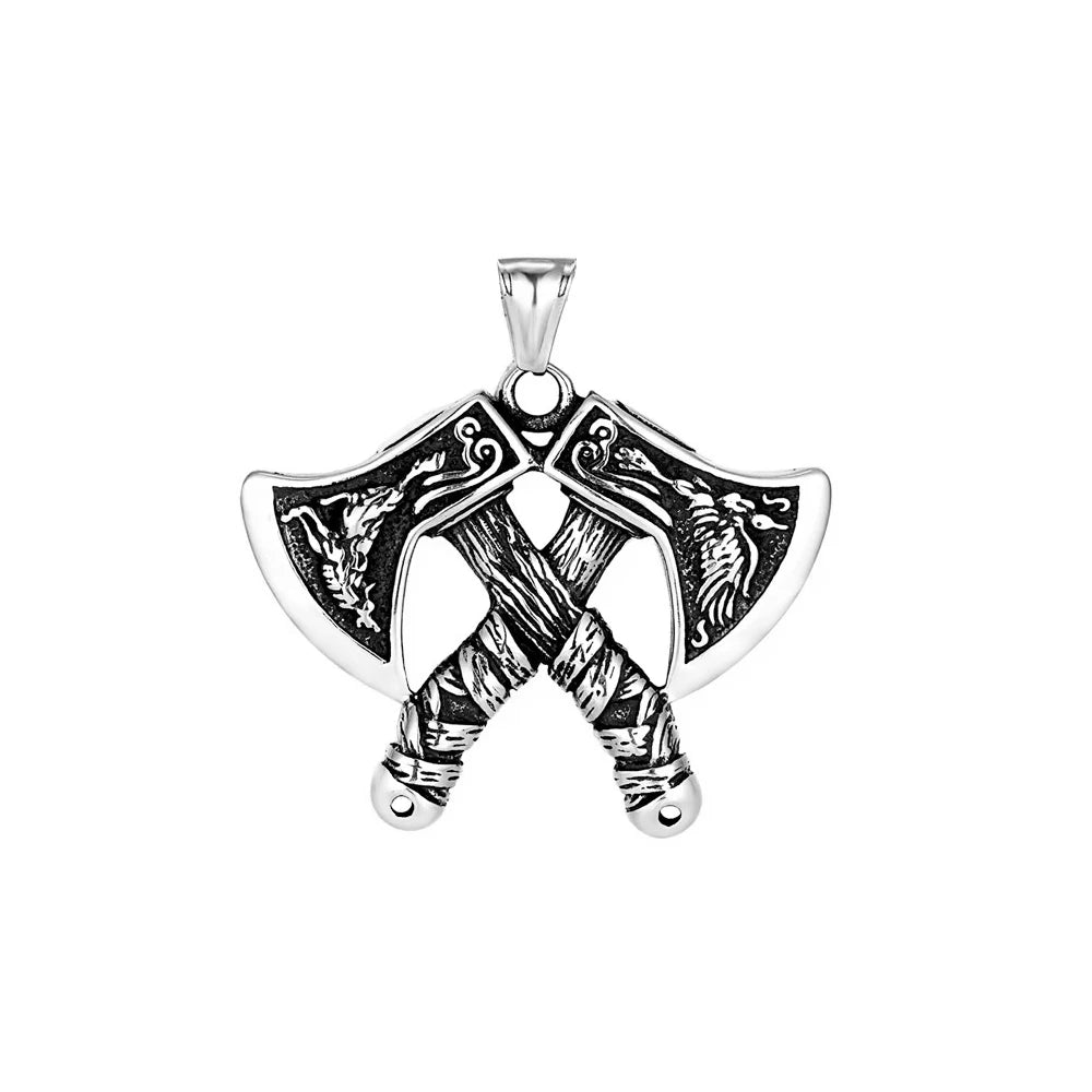 PENDRA Vikingaxe Vintage Double-Edged Axe Pendant Necklace