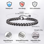 Mens Retro Stainless Steel Chain Bracelet,Punk Geometric Chain Links Wristband Gifts