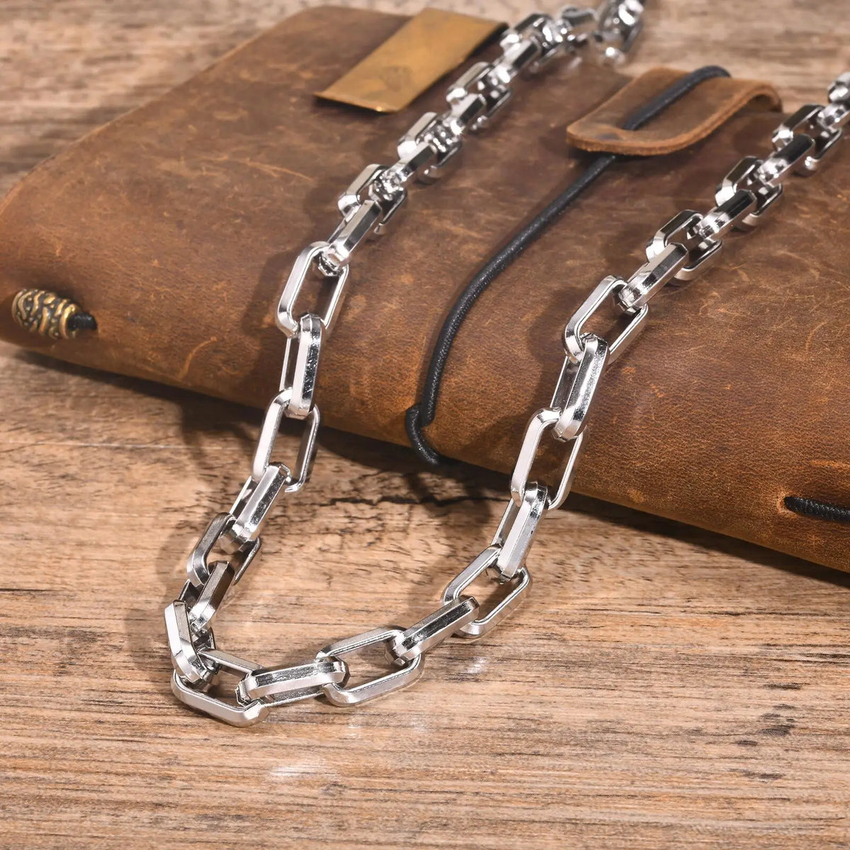 50/55/60cm Bold Rectangle Chain Necklaces for Men Boys,Chunky 9.2mm Square Stainless Steel Collar,Cool Rock Punk Jewelry Gifts