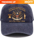 USA 250th Anniversary Hat, Semiquincentennial 1776–2026 Cap, Patriotic Eagle Baseball Hat, Vintage Washed Denim Cap, American He