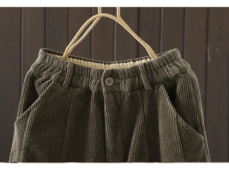 PENDRA Corduroy Warm Elastic Waist Pants