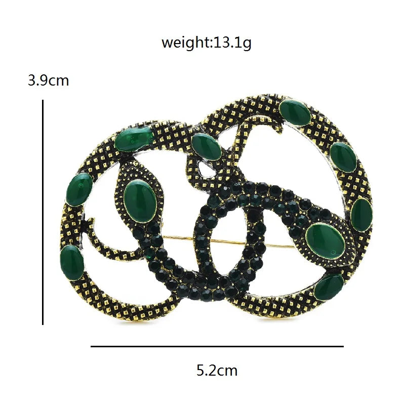 Wuli&baby Vintage Two Snakes Brooches For Women Unisex 3-color Vintage Animal Party Casual Brooch Pins Gifts