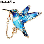 PENDRA Hummingchain 4-Color Enamel Rhinestone Hummingbird Brooch