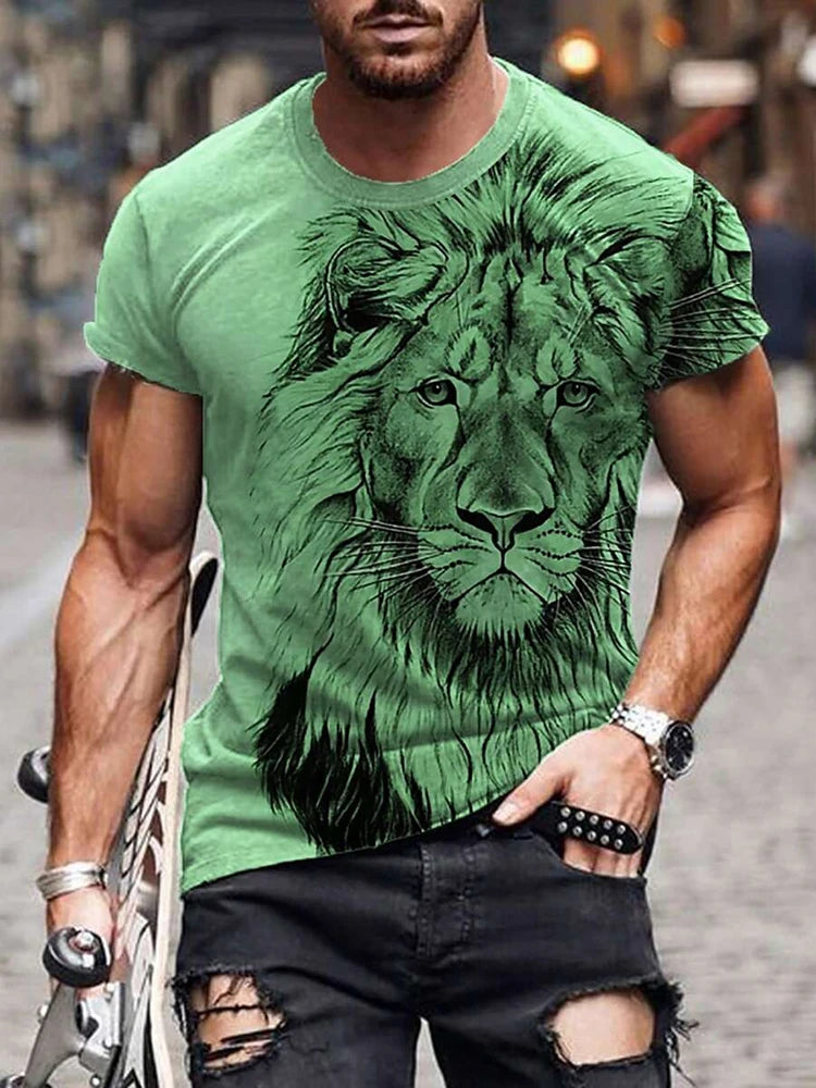 PENDRA Short-Sleeve Lion Print T-Shirt
