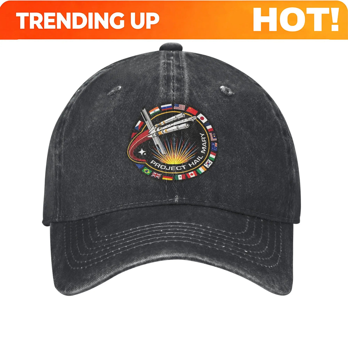 Project Hail Mary  Sun Baseball Cap Mission Patch With Countries Unisex-Teens Trucker Hat Summer Casual Breathable Snapback Cap